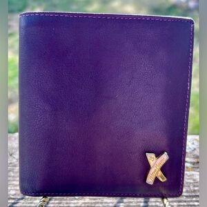 Paloma Picasso Vintage Purple Leather Wallet | Gold X Logo | Rare Bifold luxury